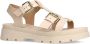 Sacha Dames Beige leren plateau sandalen met goudkleurige buckles - Thumbnail 4