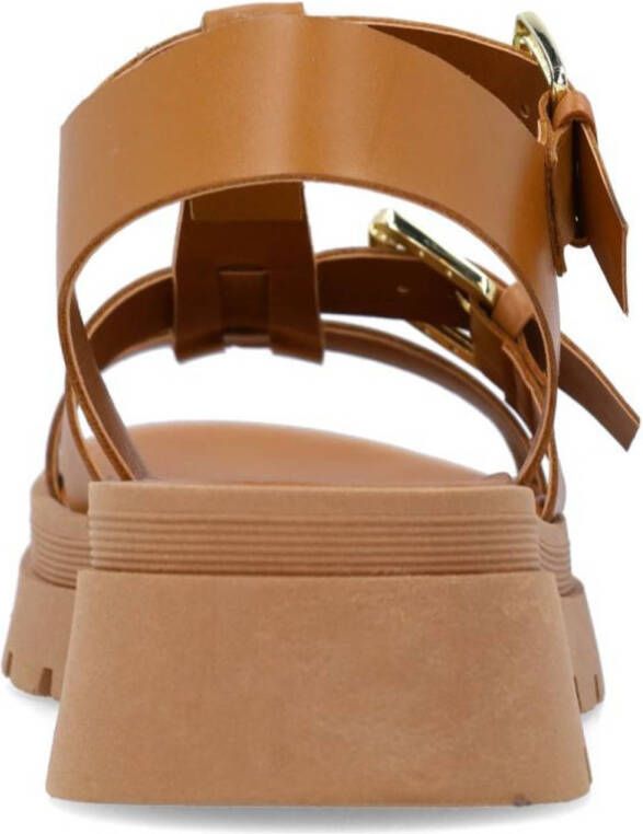 Sacha chunky leren sandalen cognac