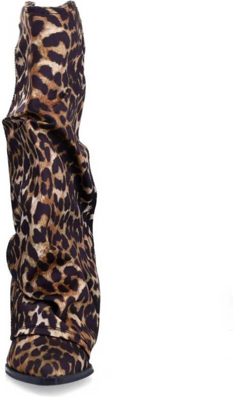 Sacha cowboylaarzen met flap en panterprint cognac zwart