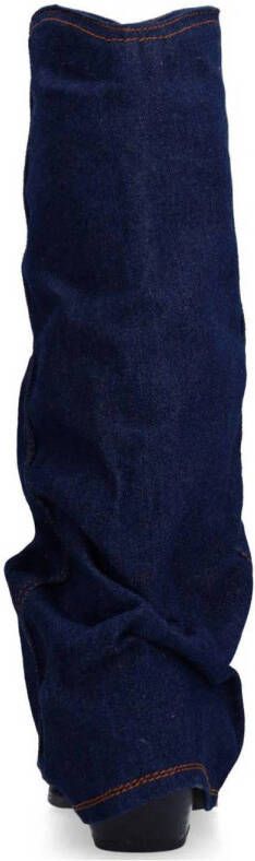 Sacha denim cowboylaarzen met flap blauw