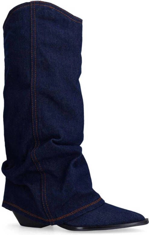 Sacha denim cowboylaarzen met flap blauw