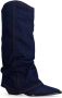 Sacha Dames Donkerblauwe denim cowboylaarzen met flap - Thumbnail 4