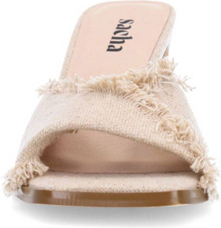 Sacha denim muiltjes beige
