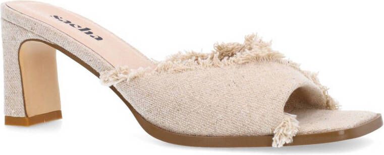 Sacha denim muiltjes beige