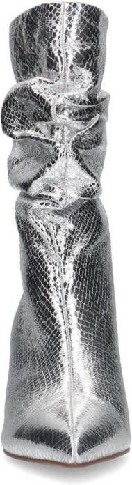 Sacha enkellaarzen met slangenprint zilver