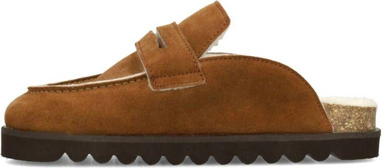 Sacha gevoerde suède clogs cognac