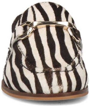 Sacha harige loafers met gesp en zebraprint zwart