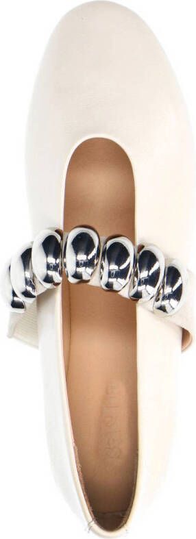 Sacha leren ballerina's ecru