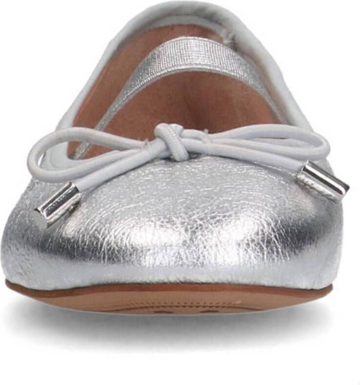 Sacha leren ballerina's zilver