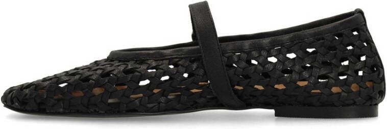 Sacha leren ballerina's zwart