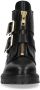 Sacha Dames Zwarte biker boots met goudkleurige gespen - Thumbnail 2