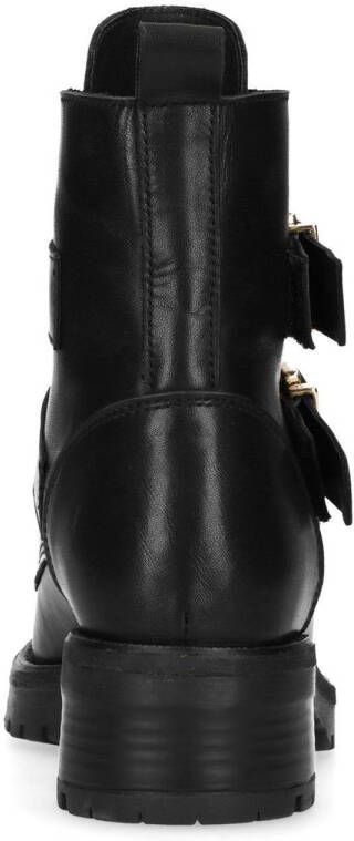 Sacha leren bikerboots zwart