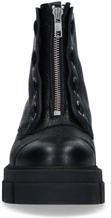 Sacha Dames Zwarte leren biker boots met rits