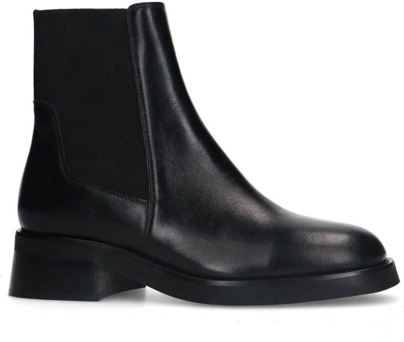 Sacha Zwarte leren chelsea boots