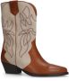 Sacha Dames Cognac leren cowboy laarsjes met suède details - Thumbnail 4