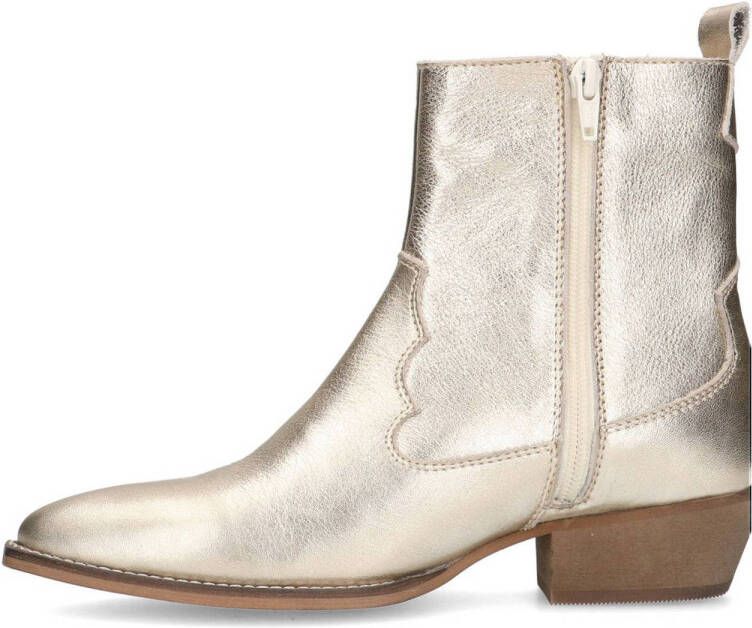 Sacha leren cowboylaarzen goud metallic