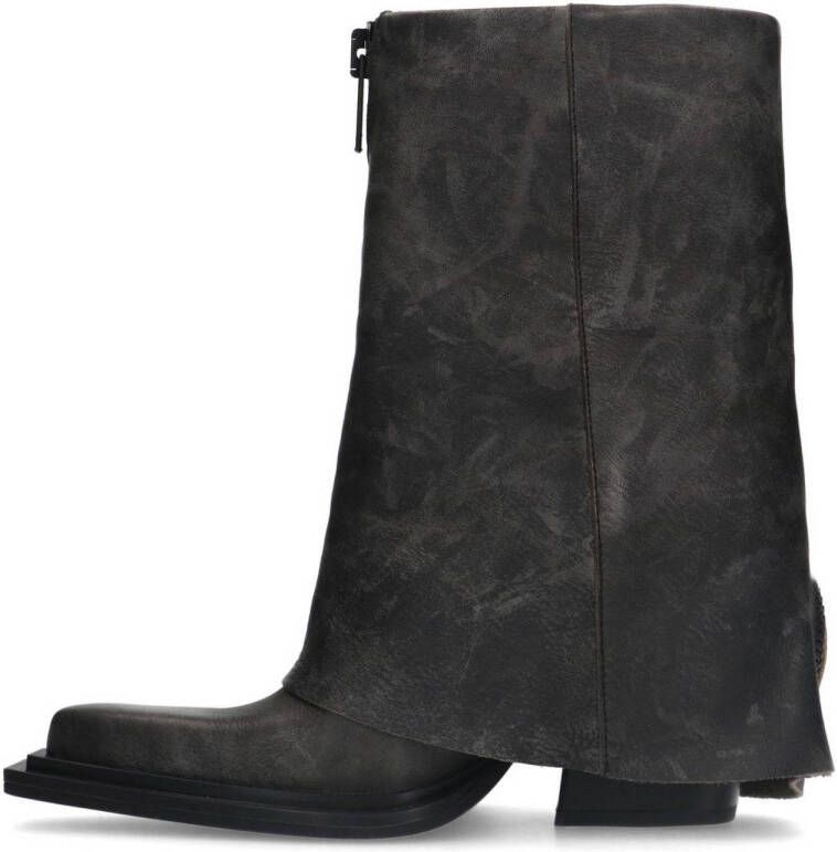 Sacha leren cowboylaarzen met flap grijs