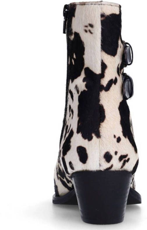 Sacha leren cowboylaarzen met koeienprint zwart
