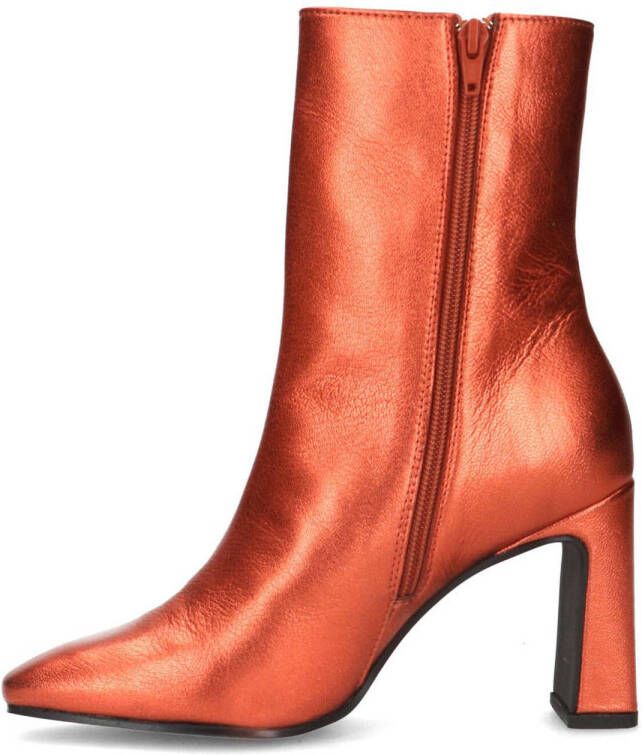 Sacha leren enkellaarzen rood metallic