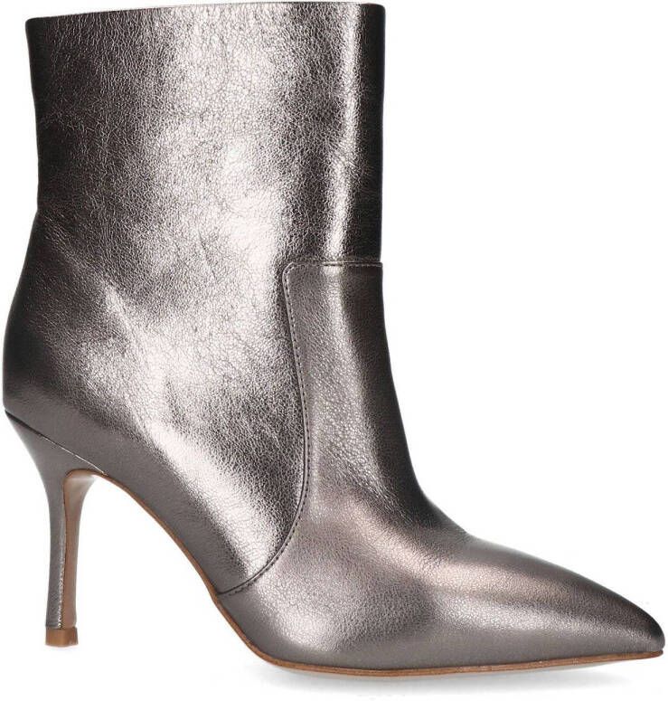 Sacha leren enkellaarzen zilver metallic
