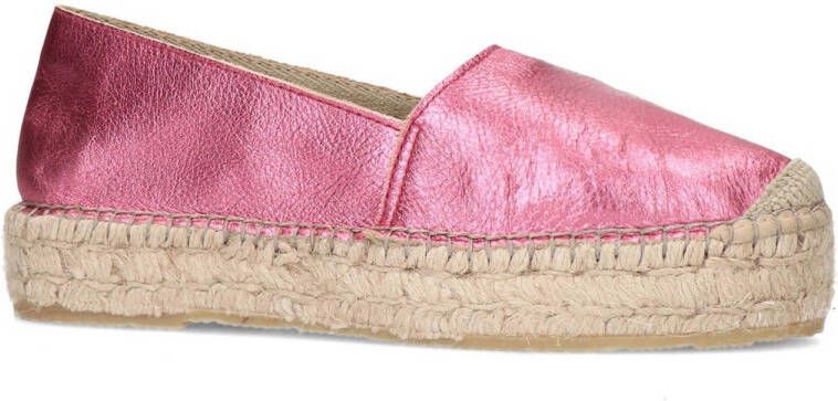 Sacha leren espadrilles roze metallic