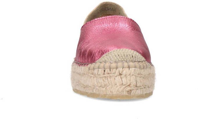 Sacha leren espadrilles roze metallic