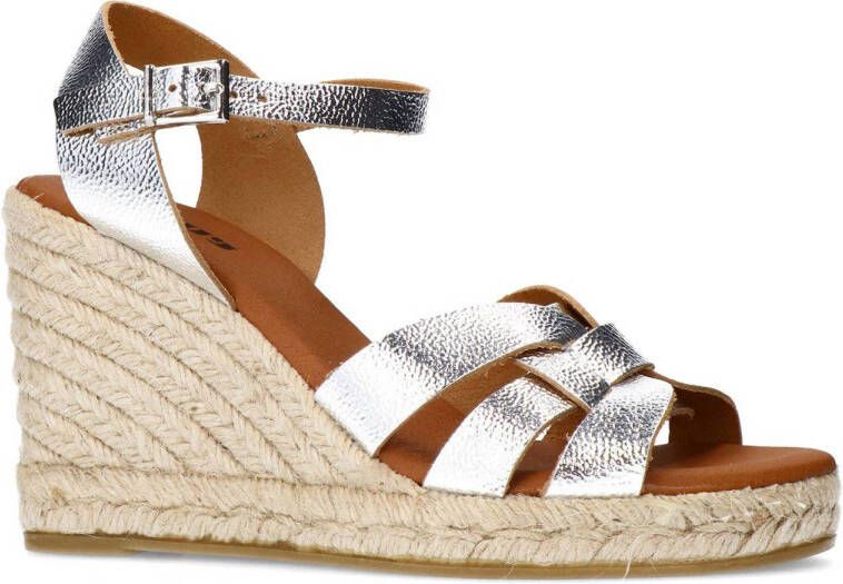 Sacha leren espadrilles zilver