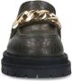 Sacha Dames Donkergroene leren loafers met goudkleurige chain - Thumbnail 3
