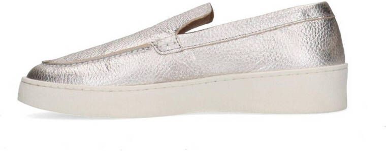 Sacha Dames Zilveren leren loafers met plateau zool