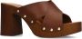 Sacha Dames Cognac leren muiltjes met plateau hak - Thumbnail 4