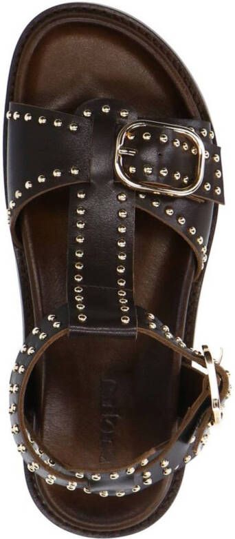 Sacha leren sandalen donkerbruin
