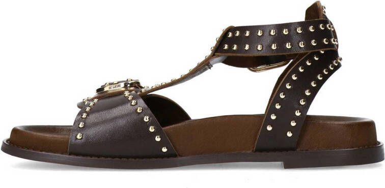 Sacha leren sandalen donkerbruin