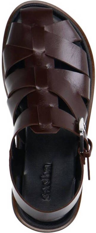Sacha leren sandalen donkerbruin