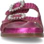 Sacha Dames Roze leren slippers met strass gespen - Thumbnail 4