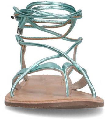 Sacha leren sandalen turquoise metallic
