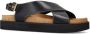 Sacha Dames Zwarte leren plateau sandalen - Thumbnail 3