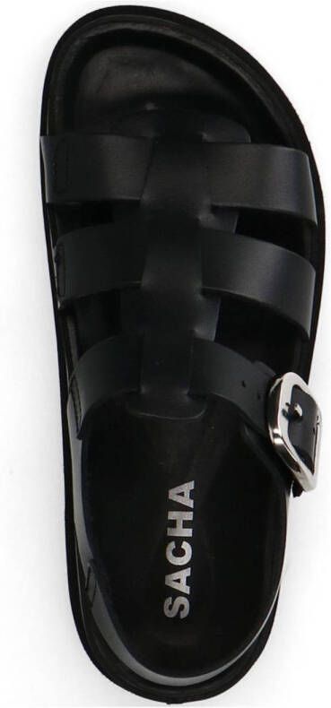 Sacha leren sandalen zwart