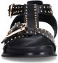 Sacha Dames Zwarte leren sandalen met goudkleurige buckles en studs - Thumbnail 3