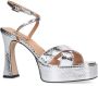 Sacha Dames Zilverkleurige metallic platform sandalen met hak - Thumbnail 3