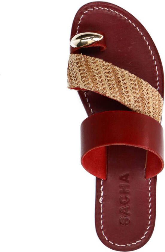 Sacha leren slippers bordeaux