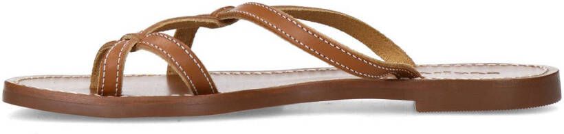Sacha leren slippers cognac