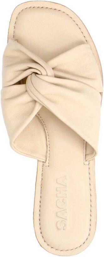 Sacha leren slippers ecru