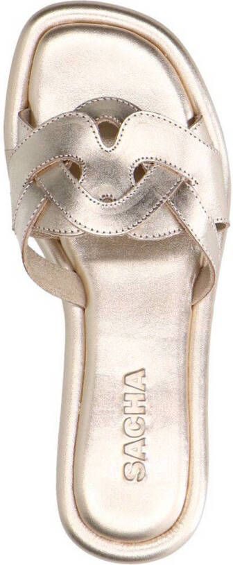 Sacha leren slippers goud