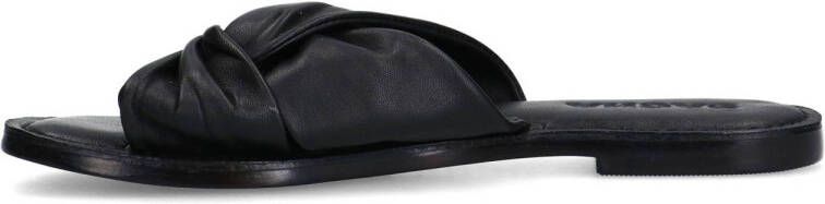 Sacha leren slippers zwart