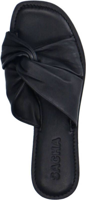 Sacha leren slippers zwart