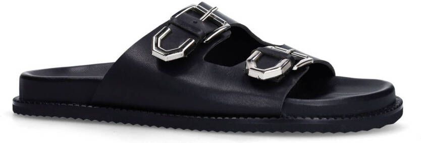Sacha leren slippers zwart