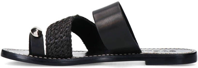 Sacha leren slippers zwart