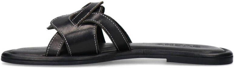 Sacha leren slippers zwart