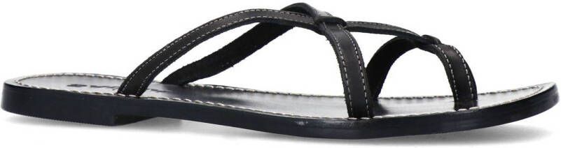 Sacha leren slippers zwart