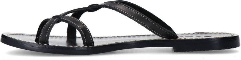 Sacha leren slippers zwart